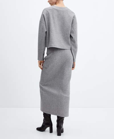 Shop Mango Women's Slit Detail Cargo Skirt In Medium Heather Gray