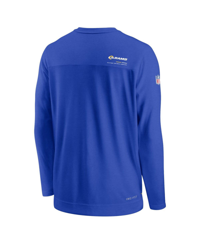 Nike Royal Los Angeles Rams Sideline Coach Chevron Lock Up Long Sleeve V-neck Performance T-shirt In Royal