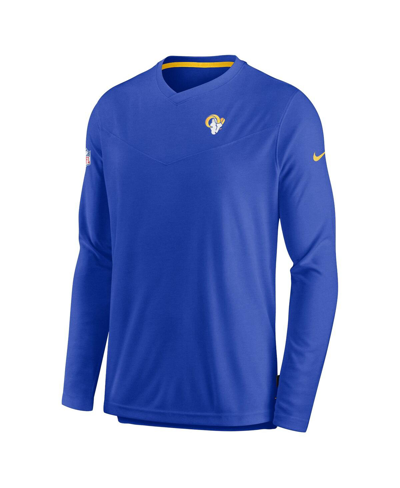 Nike Royal Los Angeles Rams Sideline Coach Chevron Lock Up Long Sleeve V-neck Performance T-shirt In Royal