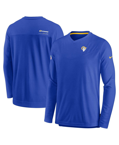 Nike Royal Los Angeles Rams Sideline Coach Chevron Lock Up Long Sleeve V-neck Performance T-shirt In Royal