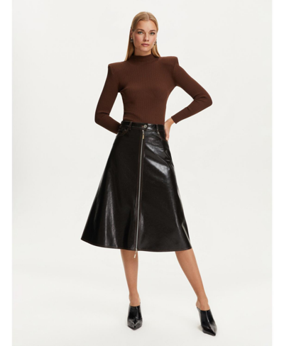 Shop Nocturne Women's Tumbled Leather Skirt In Black