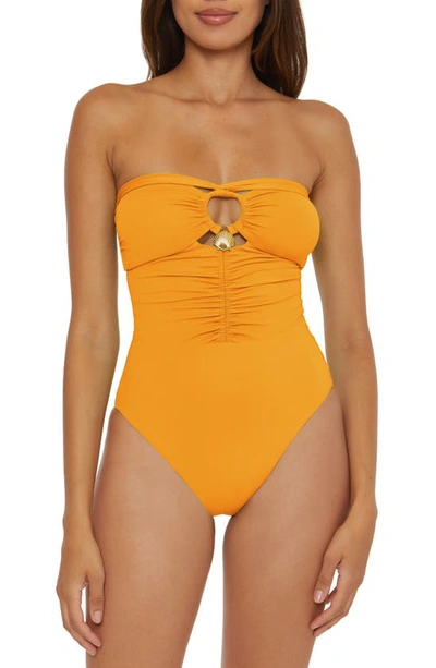 Shop Soluna Shell One-piece Swimsuit In Gold