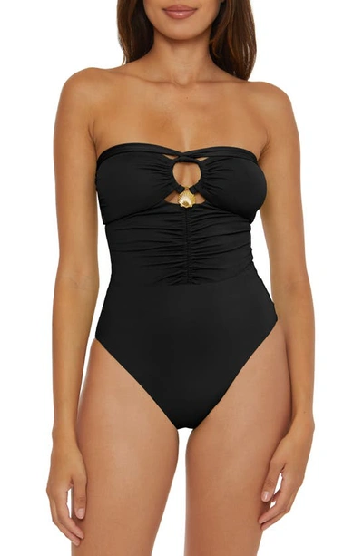 Shop Soluna Shell One-piece Swimsuit In Black
