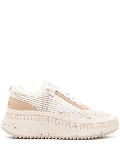 Chloé Nama Knitted Platform Sneakers In Neutrals