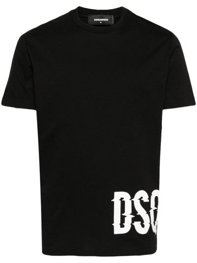 Shop Dsquared2 Black Logo-print Cotton T-shirt