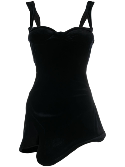 Shop Mugler Black Sweetheart-neck Mini Dress