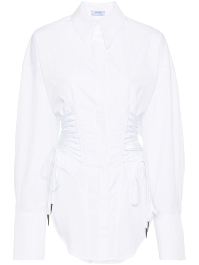 Shop Mugler White Lace-up Cotton Shirt