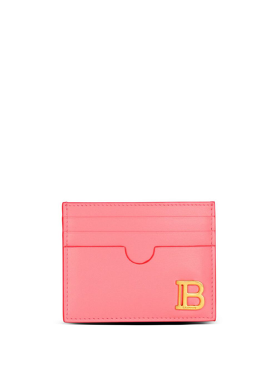 Shop Balmain Pink B-buzz Leather Card Holder