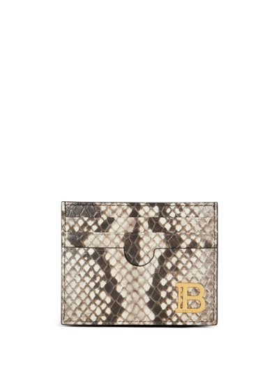 Shop Balmain Brown B-buzz Snakeskin-effect Leather Card Holder