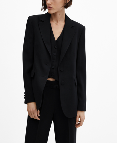 Shop Mango Women's Straight-fit Suit Blazer In Black