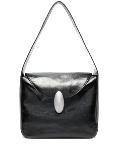 Shop Alexander Wang Black Dome Medium Leather Shoulder Bag