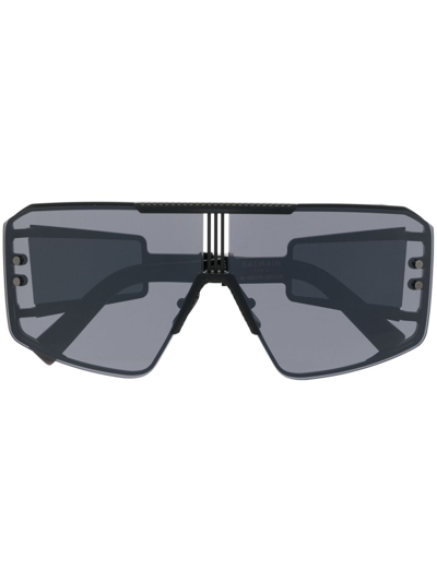 Shop Balmain Eyewear Black Le Masque Mask-frame Sunglasses