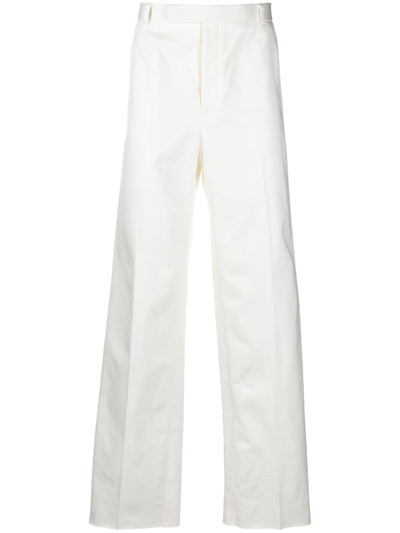 Shop Thom Browne White Straight-leg Trousers - Men's - Cotton In Neutrals
