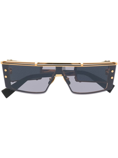 Shop Balmain Eyewear Black Wonder Boy Iii Rectangle-frame Sunglasses