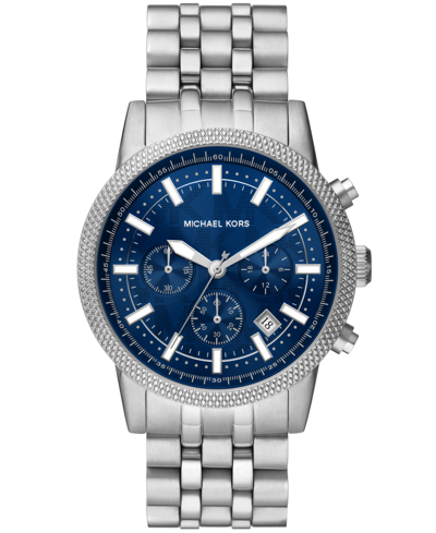 Shop Michael Kors Men's Hutton Chronograph Stainless Steel Bracelet Watch 43mm In Silver-tone