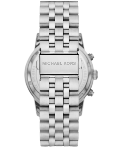 Shop Michael Kors Men's Hutton Chronograph Stainless Steel Bracelet Watch 43mm In Silver-tone