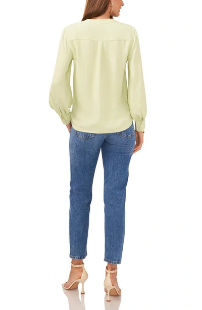Shop Vince Camuto V-neck Button-up Blouse In Foam Green