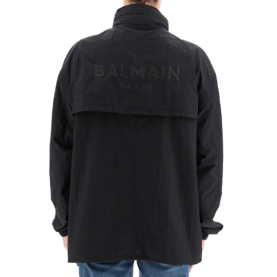 Balmain Nylon Logo Jacket Men In Black