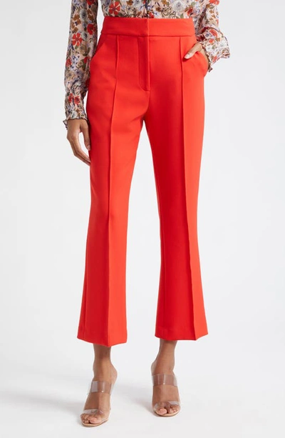 Veronica Beard Tani Straight Cropped Pintuck Pants In Flame