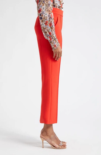Veronica Beard Tani Straight Cropped Pintuck Pants In Flame