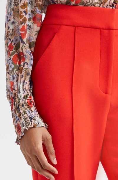 Veronica Beard Tani Straight Cropped Pintuck Pants In Flame