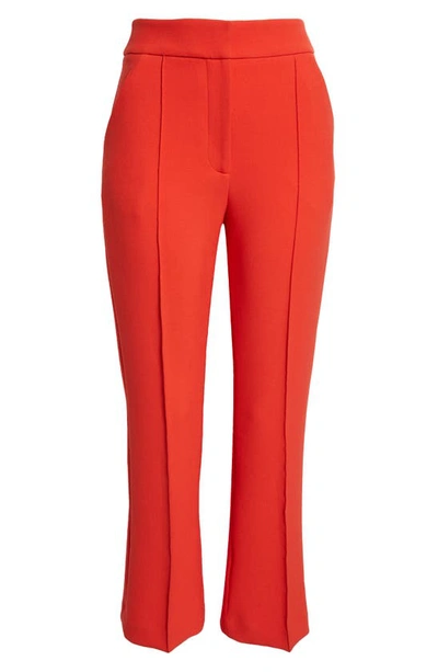 Veronica Beard Tani Straight Cropped Pintuck Pants In Flame