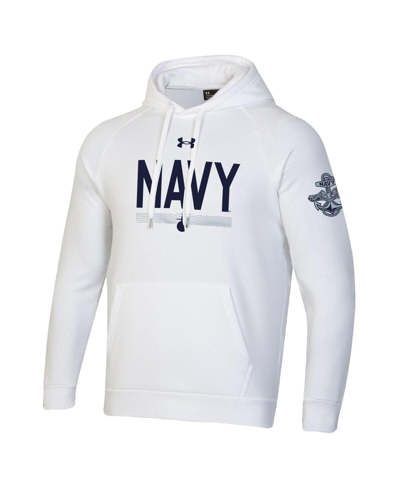 Shop Under Armour Men's  White Navy Midshipmen Silent Service All Day Pullover Hoodie