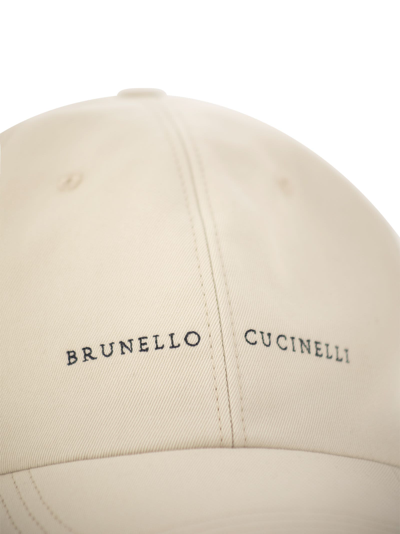 Shop Brunello Cucinelli Cotton Canvas Baseball Cap With Embroidery