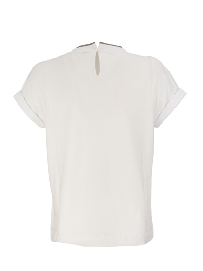 Shop Brunello Cucinelli Stretch Cotton Jersey T Shirt With Precious Faux Layering