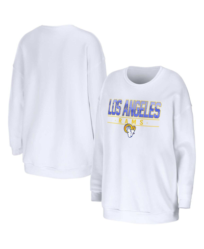 Shop Wear By Erin Andrews Women's  White Los Angeles Rams Domestic Pullover Sweatshirt