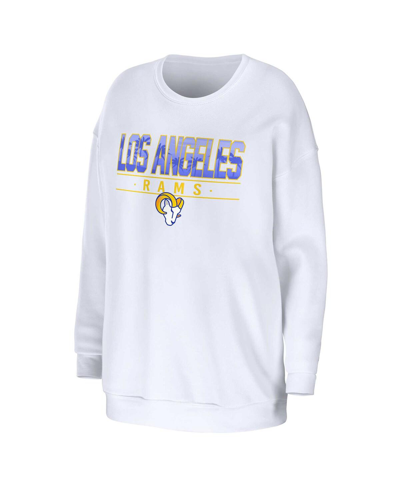 Shop Wear By Erin Andrews Women's  White Los Angeles Rams Domestic Pullover Sweatshirt