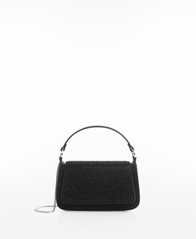 Shop Mango Women's Mini Rhinestone Chain Bag In Black