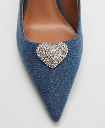 Shop Mango Women's Rhinestone Detail Denim Shoes In Medium Blue