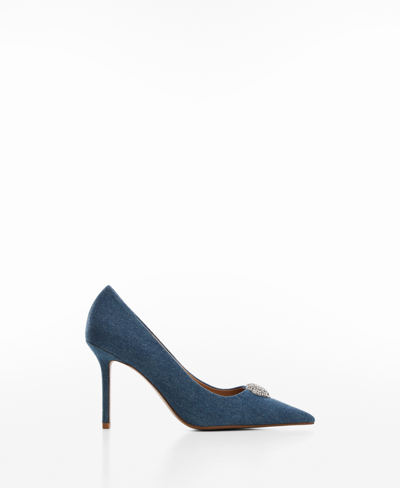 Shop Mango Women's Rhinestone Detail Denim Shoes In Medium Blue