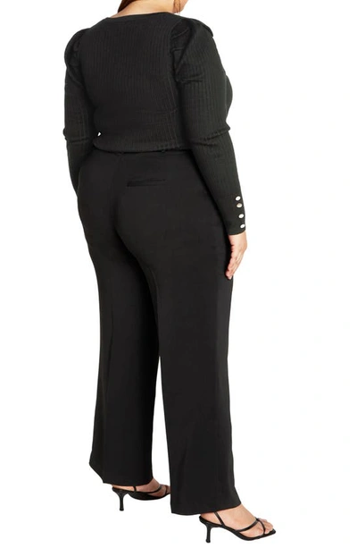 Shop City Chic Laila High Waist Wide Leg Pants In Black