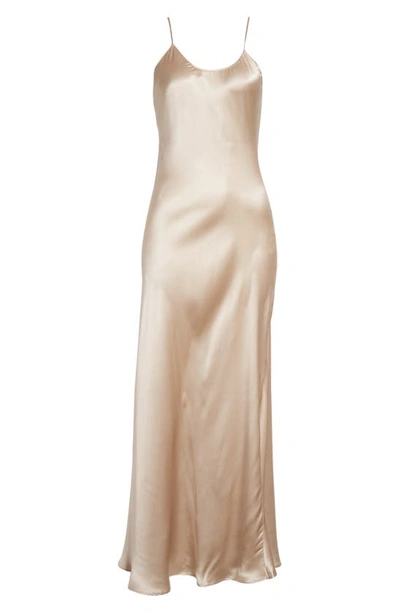 Shop Eleventy Silk Charmeuse Slip Dress In Sand