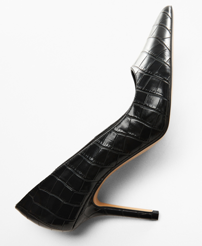 Shop Mango Women's Croc-effect Heeled Shoes In Black