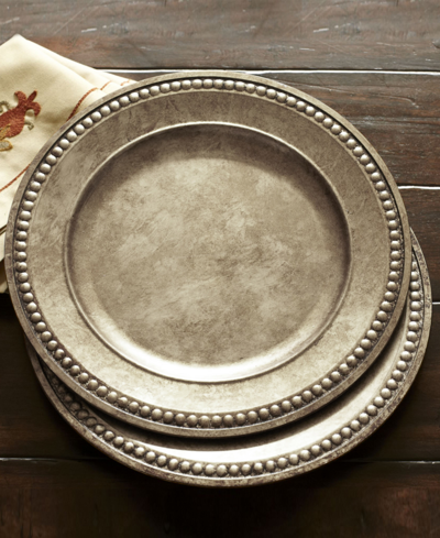 American Atelier Serveware Round Beaded Charger Plate 14" In Silver