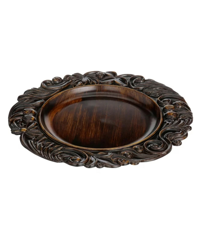Shop American Atelier Serveware Embossed Charger Plates Set Of 4 In Brown