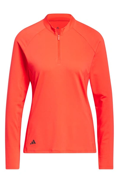 Shop Adidas Golf Performance Quarter Zip Golf Pullover In Bright Red