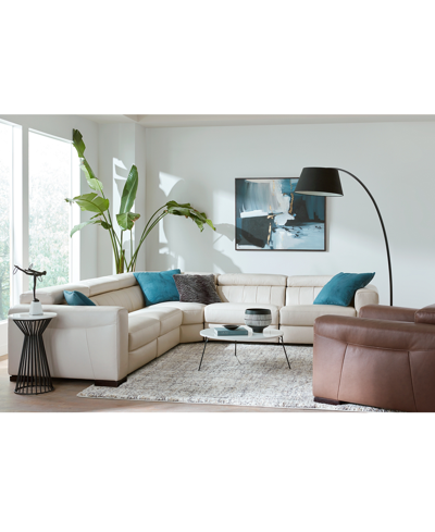 Macy's Rinan 86" 2-pc. Leather Sectional With 2 Power Recliners, Created For  In Cream