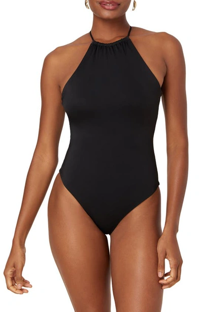 Shop Andie Saida Lace-up Back One-piece Swimsuit In Black