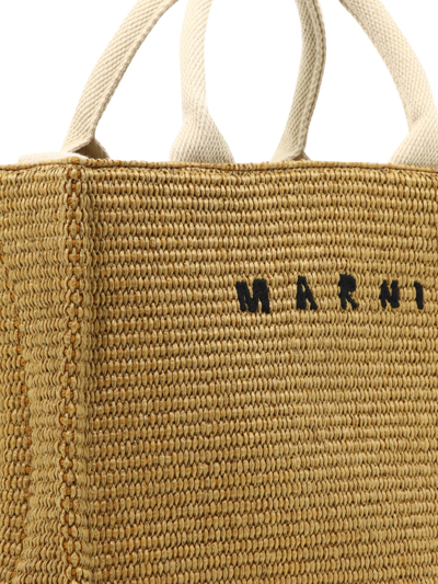 Shop Marni Tote In Raffia Effect Fabric