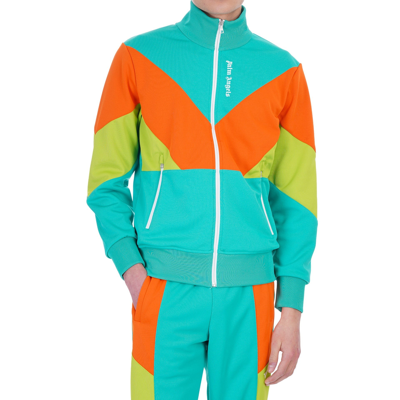 Palm Angels Color-block Track Jacket In Multicolor Polyester In Green