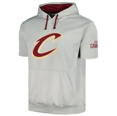 Shop Fanatics Branded Silver/wine Cleveland Cavaliers Short Sleeve Pullover Hoodie