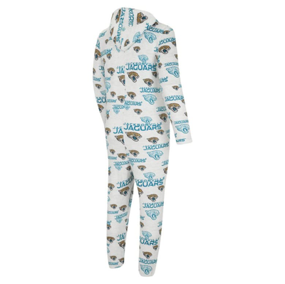 Shop Concepts Sport White Jacksonville Jaguars Allover Print Docket Union Full-zip Hooded Pajama Suit