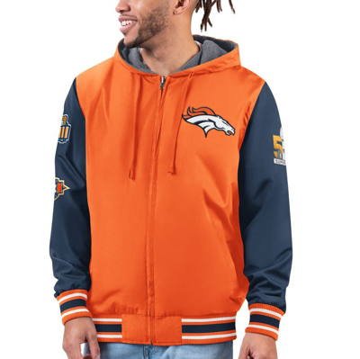 Shop G-iii Sports By Carl Banks Orange/navy Denver Broncos Commemorative Reversible Full-zip Jacket