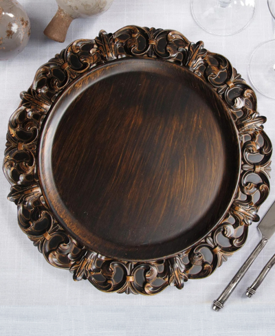 American Atelier Serveware Embossed Charger Plates Set Of 4 In Brown