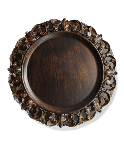 American Atelier Serveware Embossed Charger Plates Set Of 4 In Brown