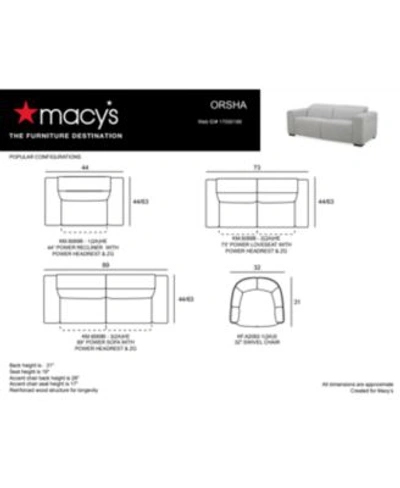 Macy's Orsha Fabric Zero Gravity Sofa Collection Created For Macys In Grey